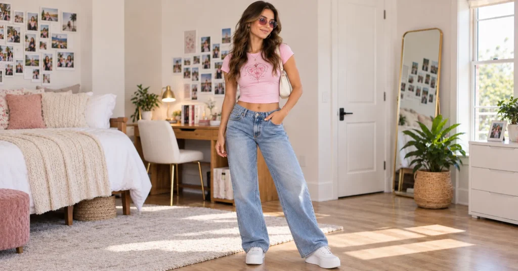 Frat Party Outfit Ideas for Girls: 14 Effortless Looks You'll Actually Wear 6 Frat Party Outfit Ideas For Girls with a trendy Y2K baby tee and jeans