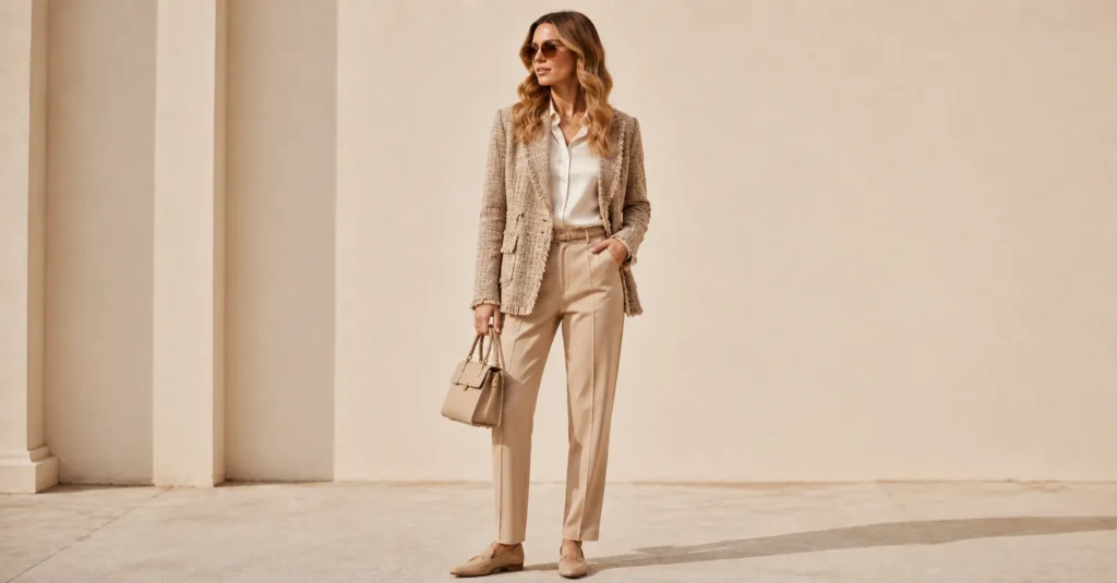 13 Irresistible Fringe Jacket Outfit Ideas to Master Fall 2026 9 Fringe Jacket Outfit Ideas featuring a polished tassel blazer with a silk blouse and tailored trousers
