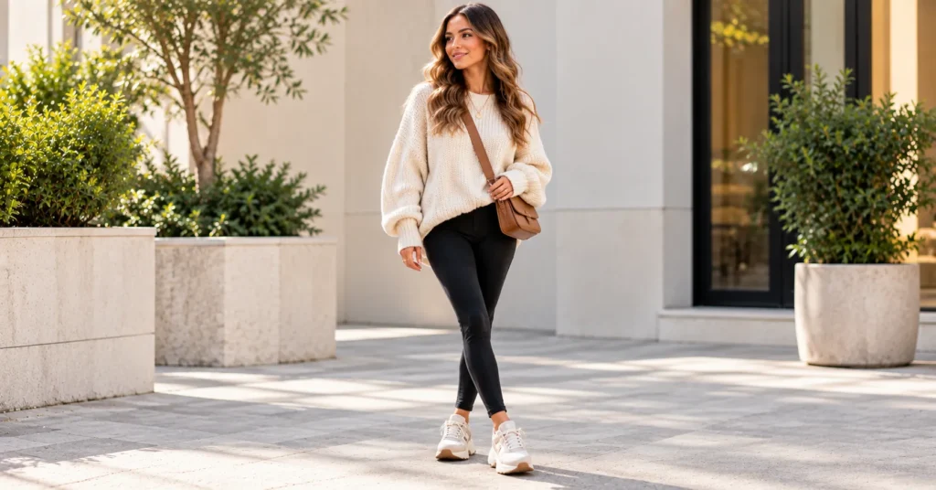 14 Stellar Malcolm Todd Concert Outfits to Steal the Show 4 Cozy oversized Malcolm Todd Concert Outfits with knit sweater and leggings