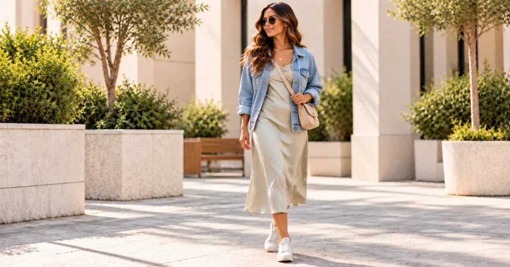14 Stellar Malcolm Todd Concert Outfits to Steal the Show 11 Effortless dress-based Malcolm Todd Concert Outfits with denim jacket and sneakers