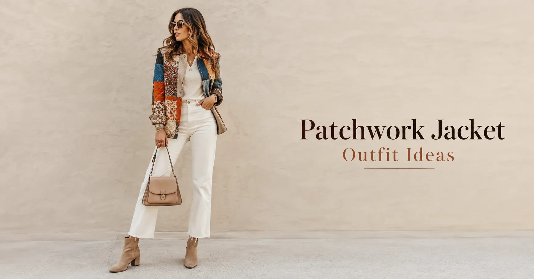 Patchwork Jacket Outfit Ideas for women featuring a bold statement jacket and trendy casual styling