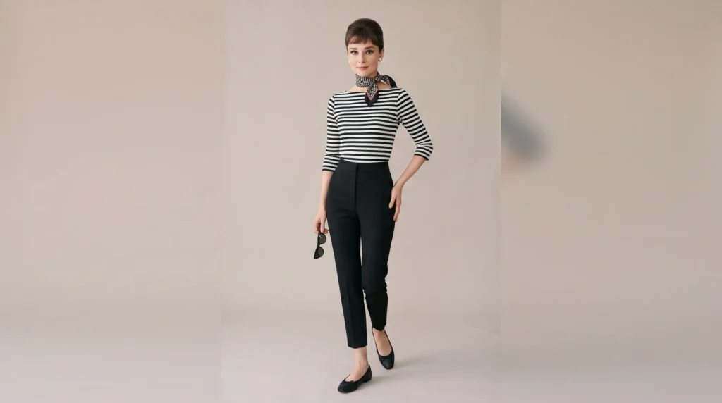 12 Iconic 60's Outfits for Ladies: Mod, Retro, and Vintage Looks to Recreate 10 Black capri pants and ballet flats creating casual everyday 60's outfits for ladies.
