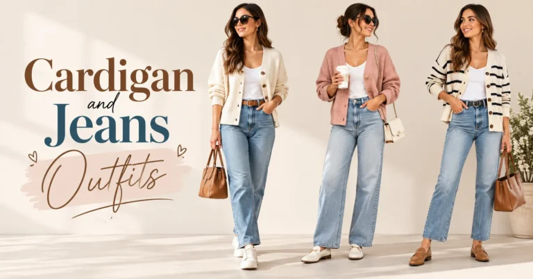 Cardigan and Jeans Outfits for women featuring a polished casual denim and knitwear look