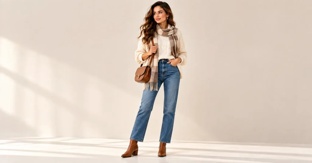 10 Stunning Straight Leg Jeans Outfit Ideas Every Lady Should Try 4 Straight Leg Jeans Outfit Ideas with an oversized cream sweater and ankle boots