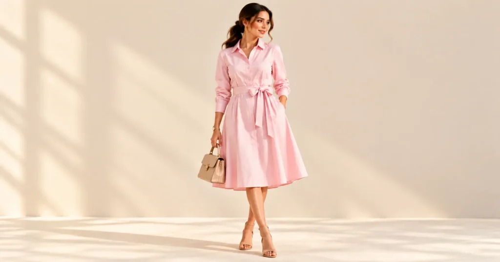 What to Wear to a Bridal Shower as a Guest: 10 Stunning Outfit Ideas for Every Style 10 What to Wear to a Bridal Shower as a Guest featuring a pastel pink belted shirt dress