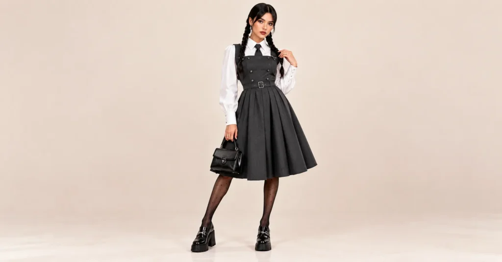 Modern Wednesday Addams inspired trendy Halloween costume