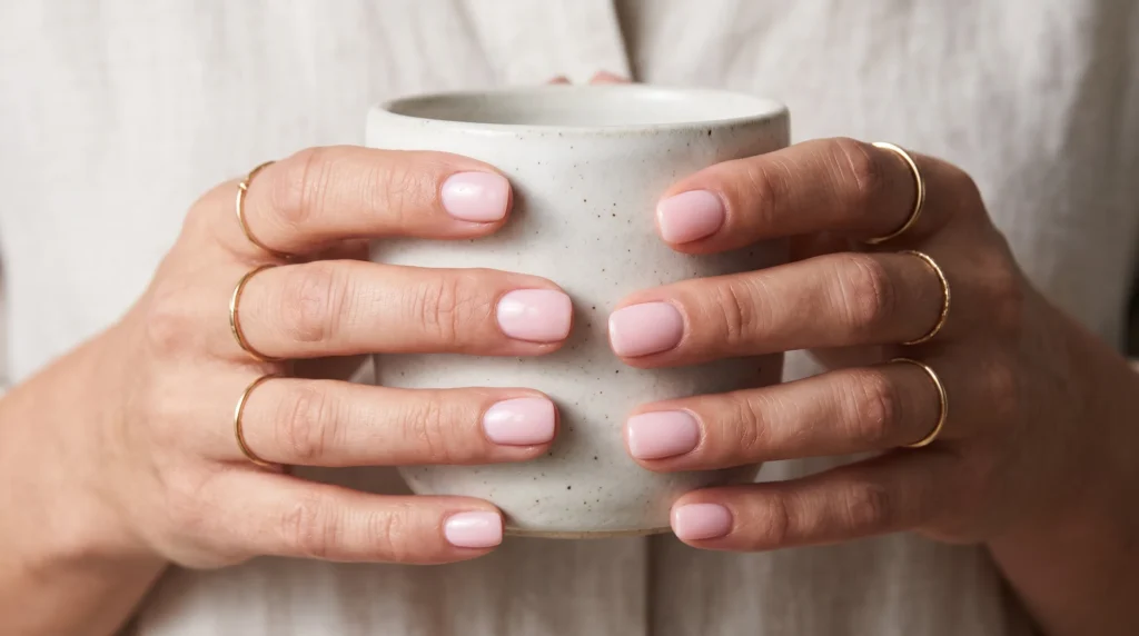 Pale Pink Nails: 10 Soft, Polished Ideas for Every Occasion 7 Long lasting pale pink gel nails with a smooth, plump high-gloss finish.