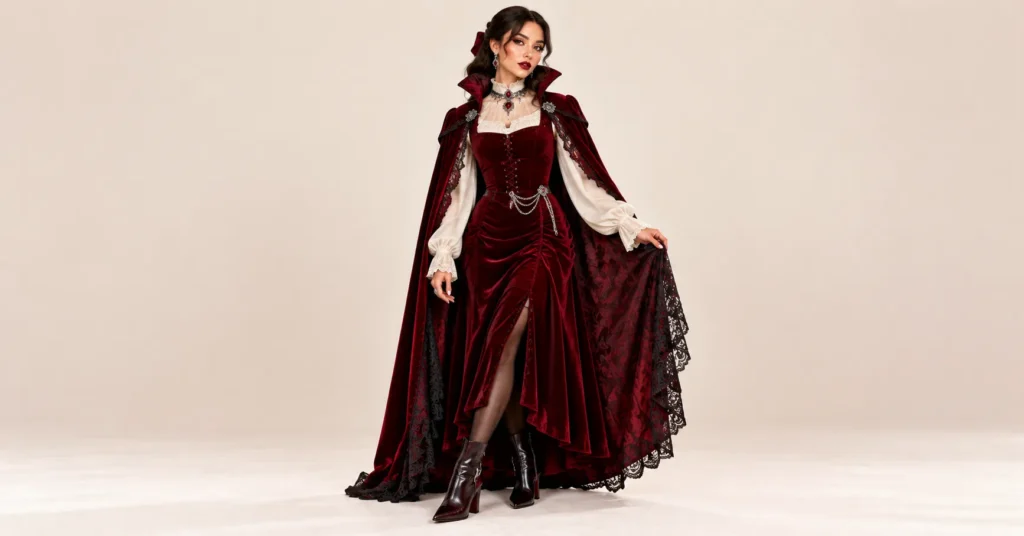 Gothic glam vampire trendy Halloween costume